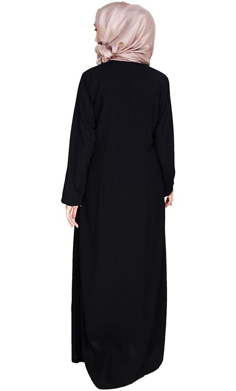 Metallic Zip Black Abaya (Made-To-Order)