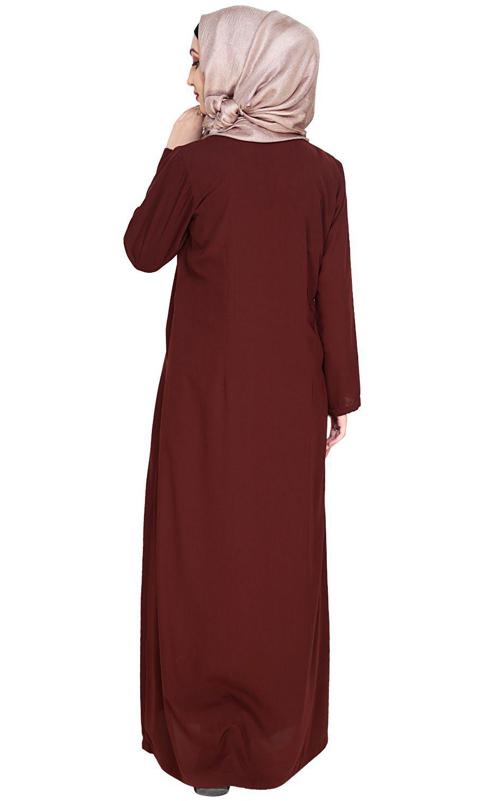 Metallic Zip Brown Abaya (Made-To-Order)