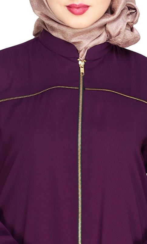 Metallic Zip Purple Abaya (Made-To-Order)