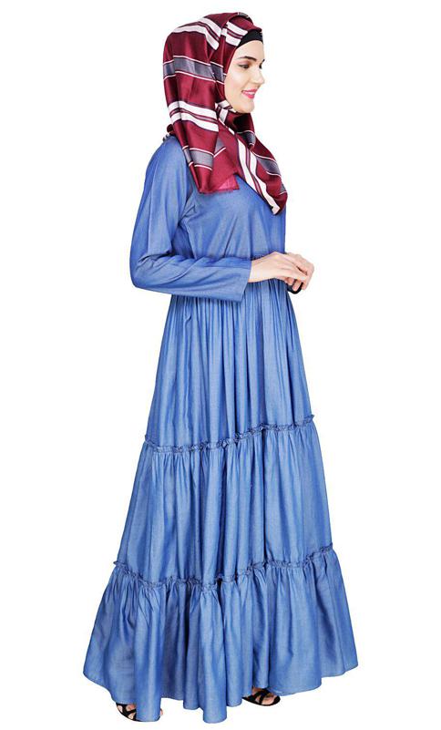 Modest Blue Denim Abaya