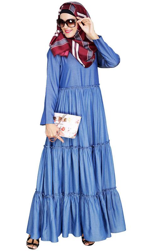 Modest Blue Denim Abaya