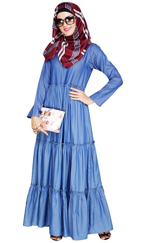 Modest Blue Denim Abaya