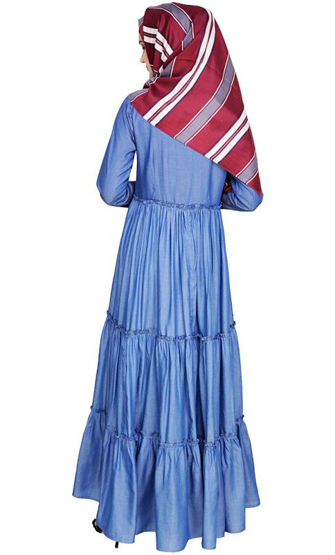 Modest Blue Denim Abaya