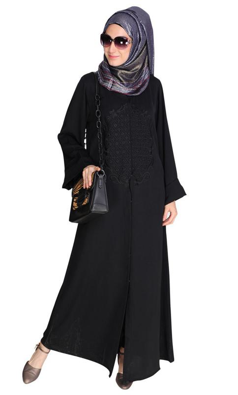 Modish Black Dubai Style Abaya (Made-To-Order)