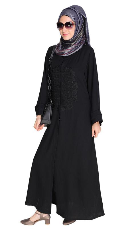 Modish Black Dubai Style Abaya (Made-To-Order)
