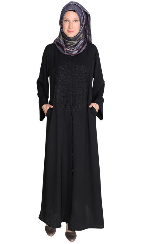 Modish Black Dubai Style Abaya (Made-To-Order)