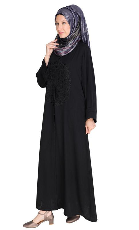 Modish Black Dubai Style Abaya (Made-To-Order)