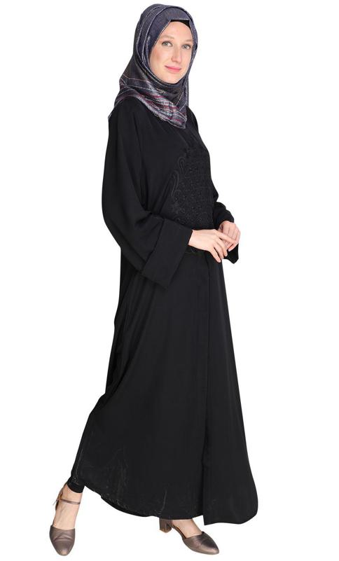 Modish Black Dubai Style Abaya (Made-To-Order)