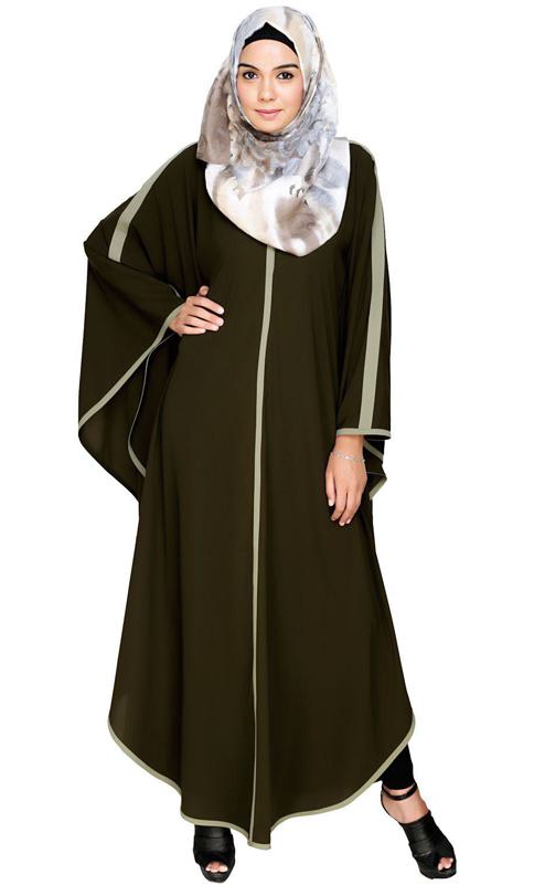 Modish Olive Kaftan with Green Detailing (Made-To-Order)