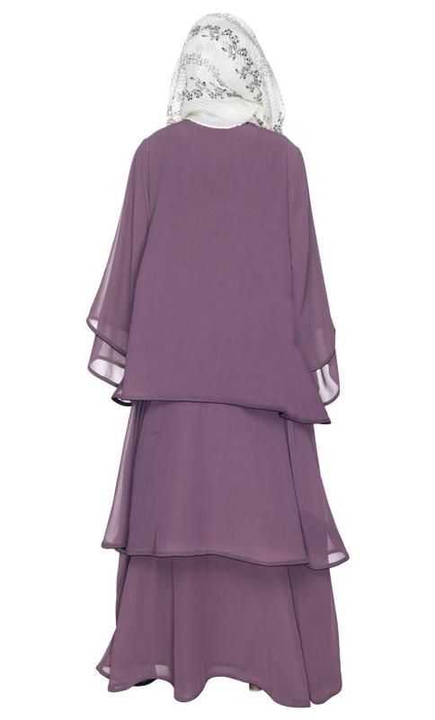 Multi Layered Shrug Style Light Purple Georgette Abaya