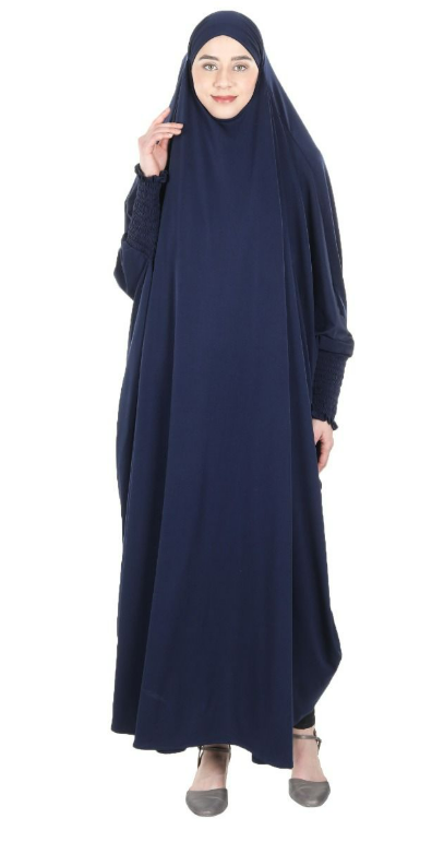 Smooth Navy Blue Jersey Full Body Jilbab Prayer Set
