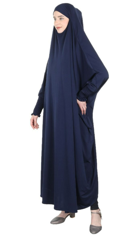Smooth Navy Blue Jersey Full Body Jilbab Prayer Set