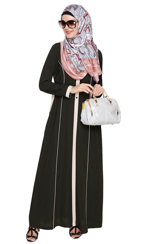 Olive Panelled Abaya (Made-To-Order)