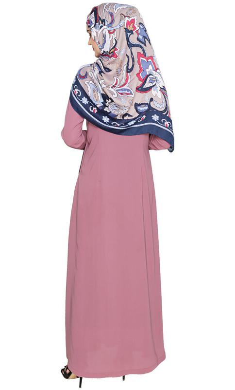 Onion Pink Panelled Abaya (Made-To-Order)