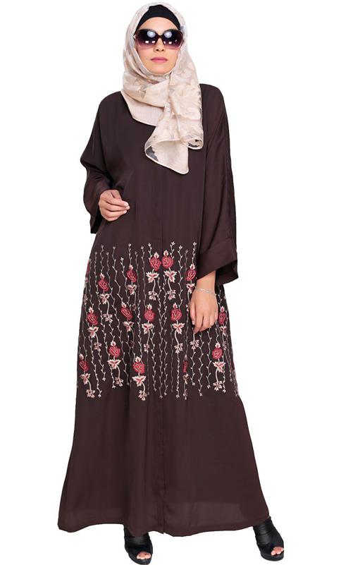 Orchid Dubai Style Dark Brown Abaya (Made-To-Order)