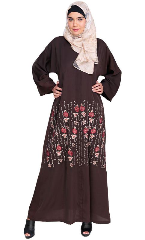 Orchid Dubai Style Dark Brown Abaya (Made-To-Order)
