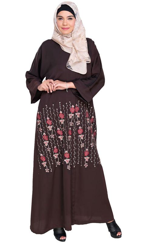 Orchid Dubai Style Dark Brown Abaya (Made-To-Order)