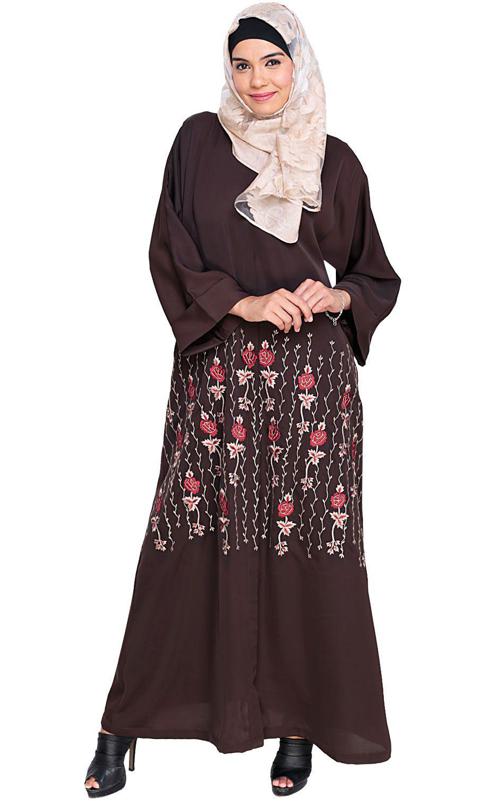 Orchid Dubai Style Dark Brown Abaya (Made-To-Order)