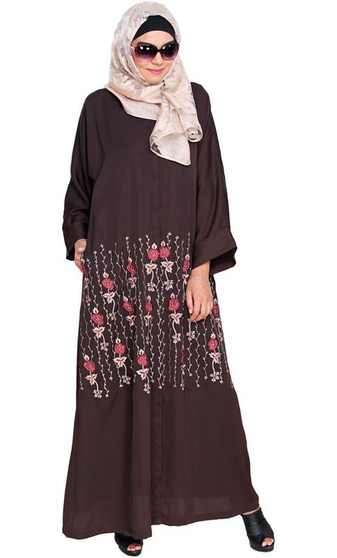 Orchid Dubai Style Dark Brown Abaya (Made-To-Order)