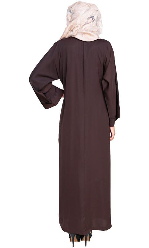 Orchid Dubai Style Dark Brown Abaya (Made-To-Order)