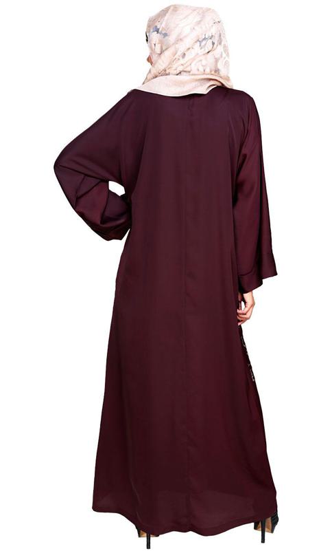 Orchid Dubai Style Deep Wine Abaya (Made-To-Order)