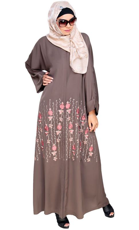 Orchid Dubai Style Mud Brown Abaya (Made-To-Order)