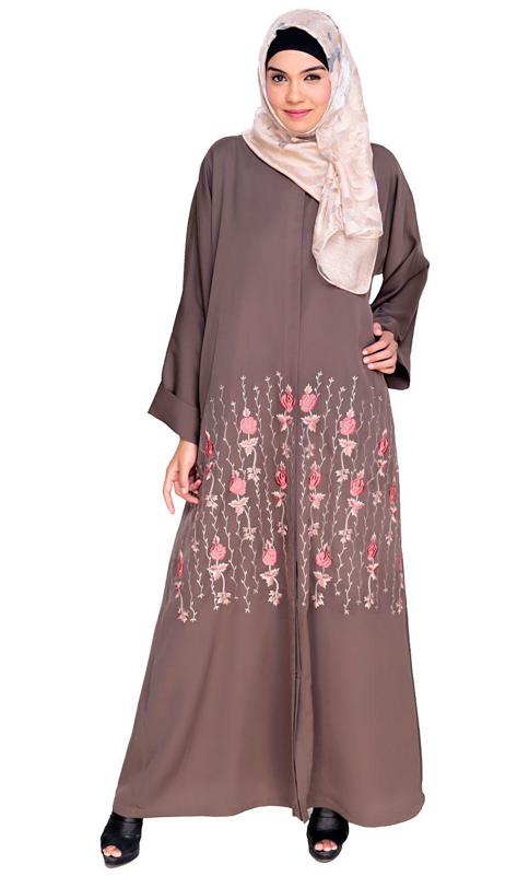 Orchid Dubai Style Mud Brown Abaya (Made-To-Order)