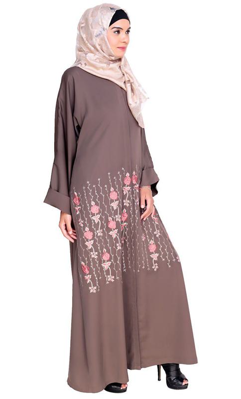 Orchid Dubai Style Mud Brown Abaya (Made-To-Order)