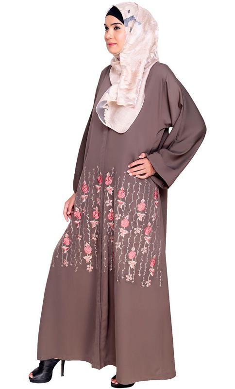 Orchid Dubai Style Mud Brown Abaya (Made-To-Order)
