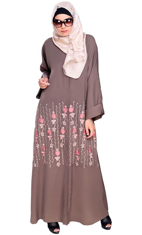 Orchid Dubai Style Mud Brown Abaya (Made-To-Order)