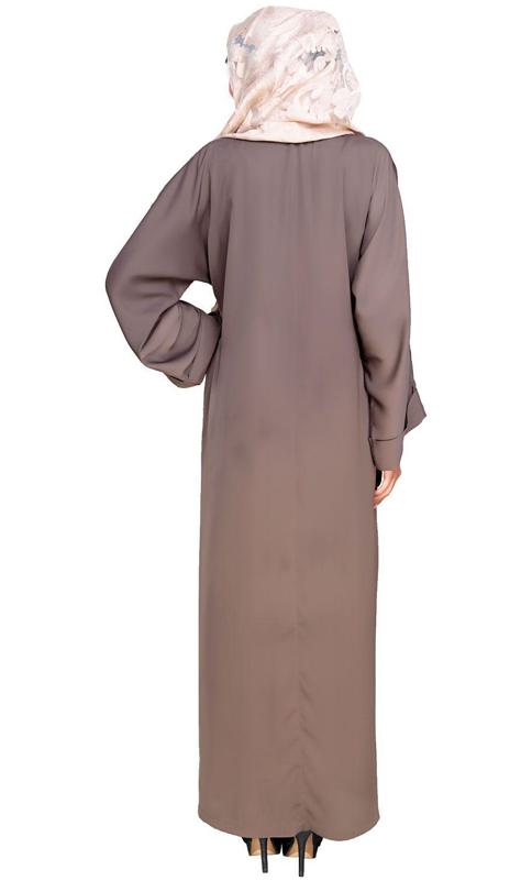 Orchid Dubai Style Mud Brown Abaya (Made-To-Order)