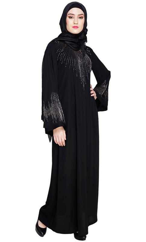 Ornate Black Dubai Style Abaya (Made-To-Order)