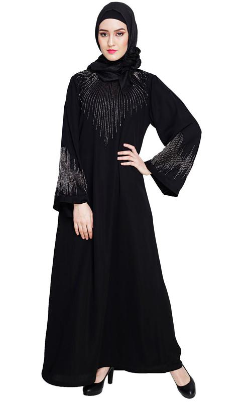 Ornate Black Dubai Style Abaya (Made-To-Order)