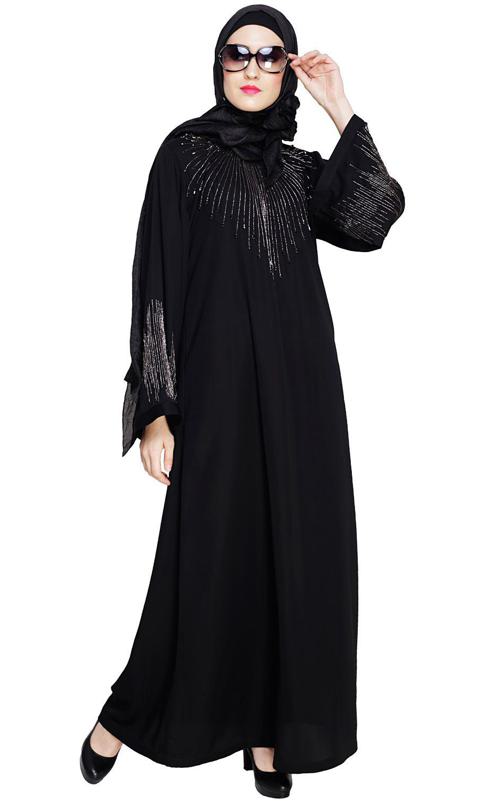 Ornate Black Dubai Style Abaya (Made-To-Order)