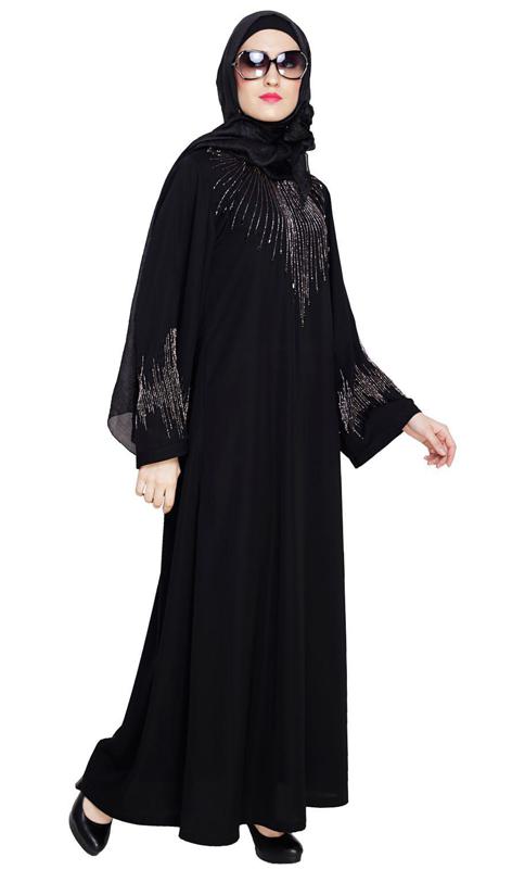Ornate Black Dubai Style Abaya (Made-To-Order)