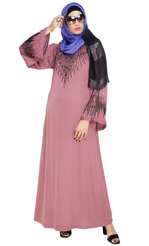 Ornate Onion Pink Dubai Style Abaya (Made-To-Order)