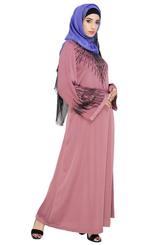 Ornate Onion Pink Dubai Style Abaya (Made-To-Order)