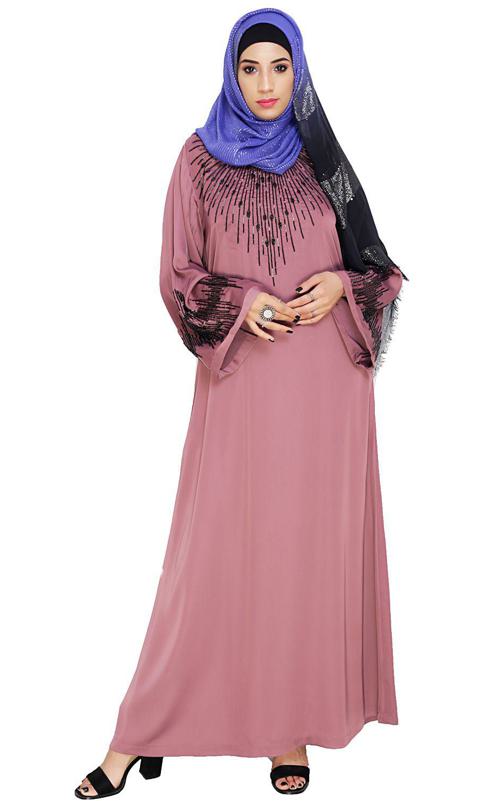 Ornate Onion Pink Dubai Style Abaya (Made-To-Order)
