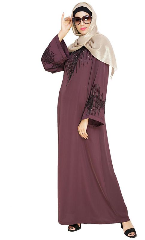 Ornate Purple Dubai Style Abaya (Made-To-Order)