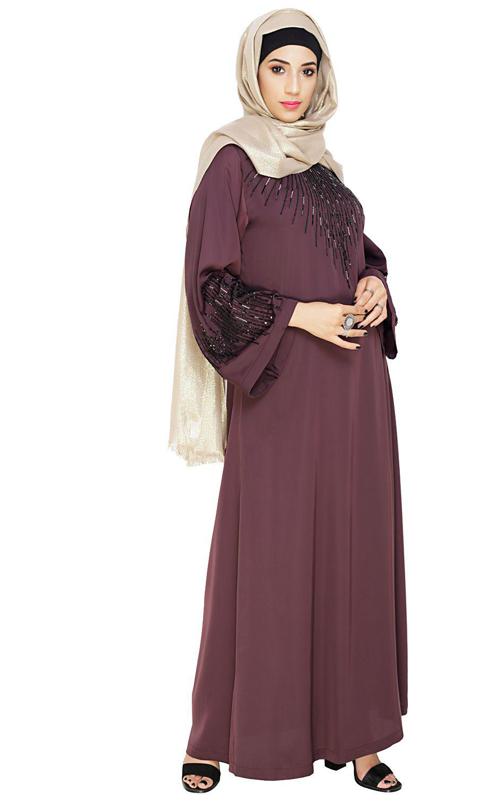 Ornate Purple Dubai Style Abaya (Made-To-Order)