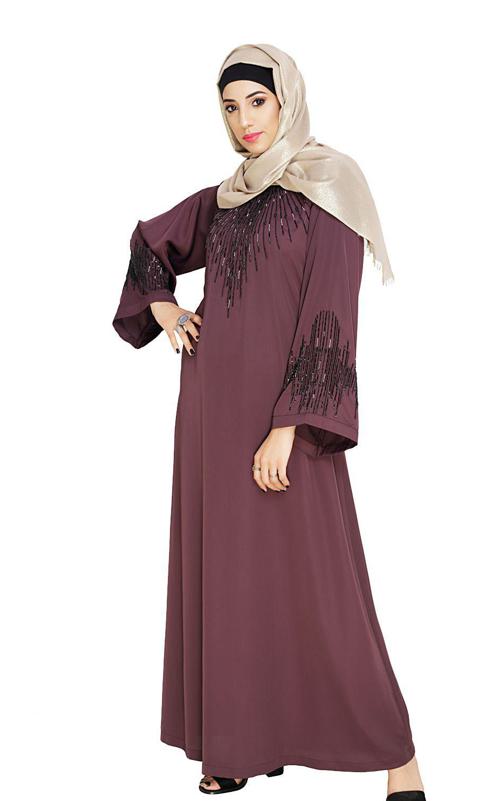 Ornate Purple Dubai Style Abaya (Made-To-Order)