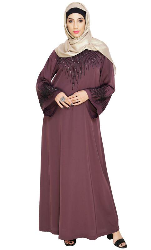 Ornate Purple Dubai Style Abaya (Made-To-Order)