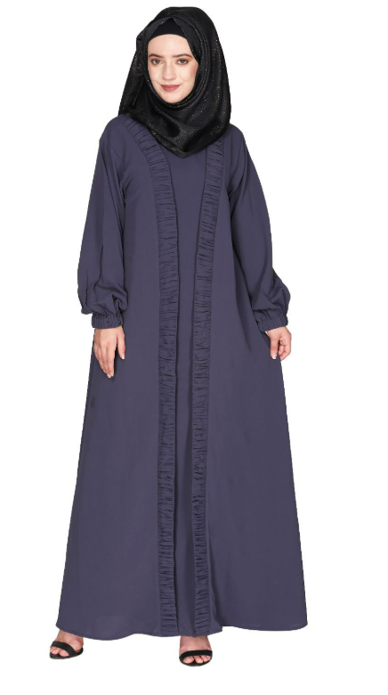 Casual Dark Grey Gown Style Abaya