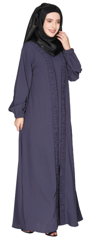 Casual Dark Grey Gown Style Abaya