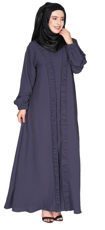 Casual Dark Grey Gown Style Abaya