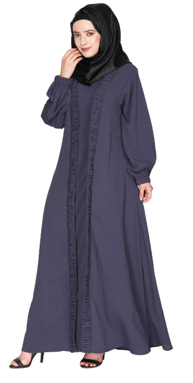 Casual Dark Grey Gown Style Abaya