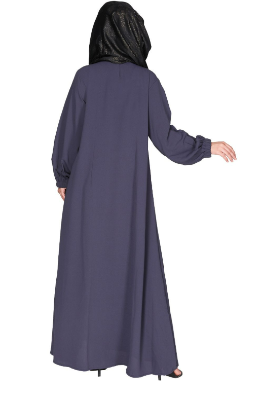 Casual Dark Grey Gown Style Abaya