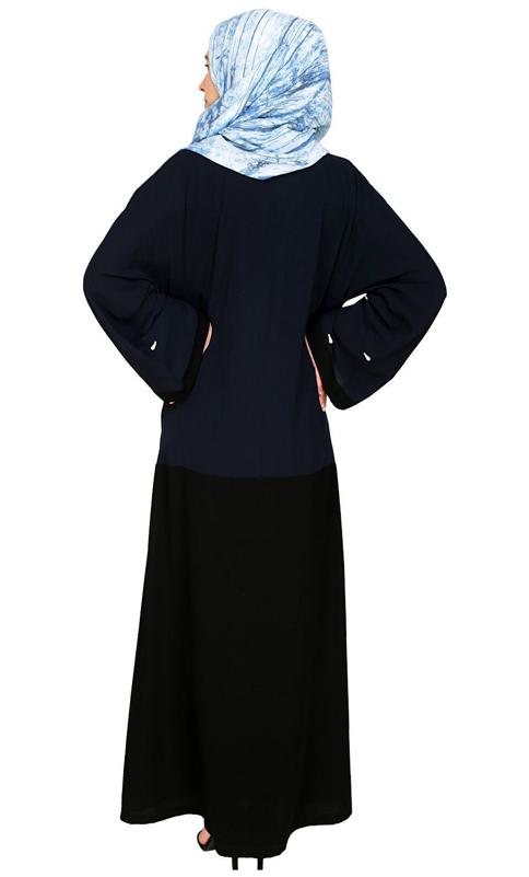 Pearl Drops Dubai Style Blue Abaya (Made-To-Order)