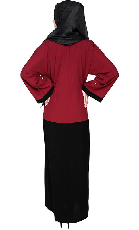 Pearl Drops Dubai Style Wine Abaya (Made-To-Order)