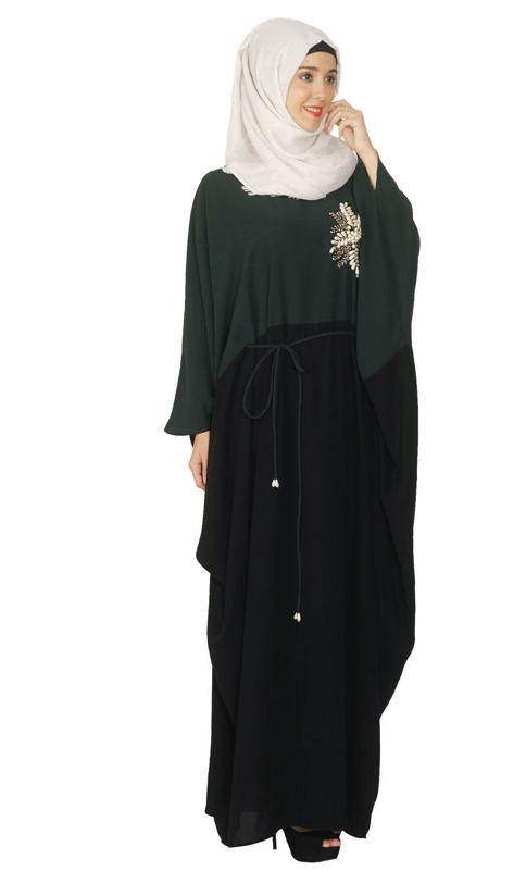 Pearl Embroidered Dark Green Kaftan (Made-To-Order)